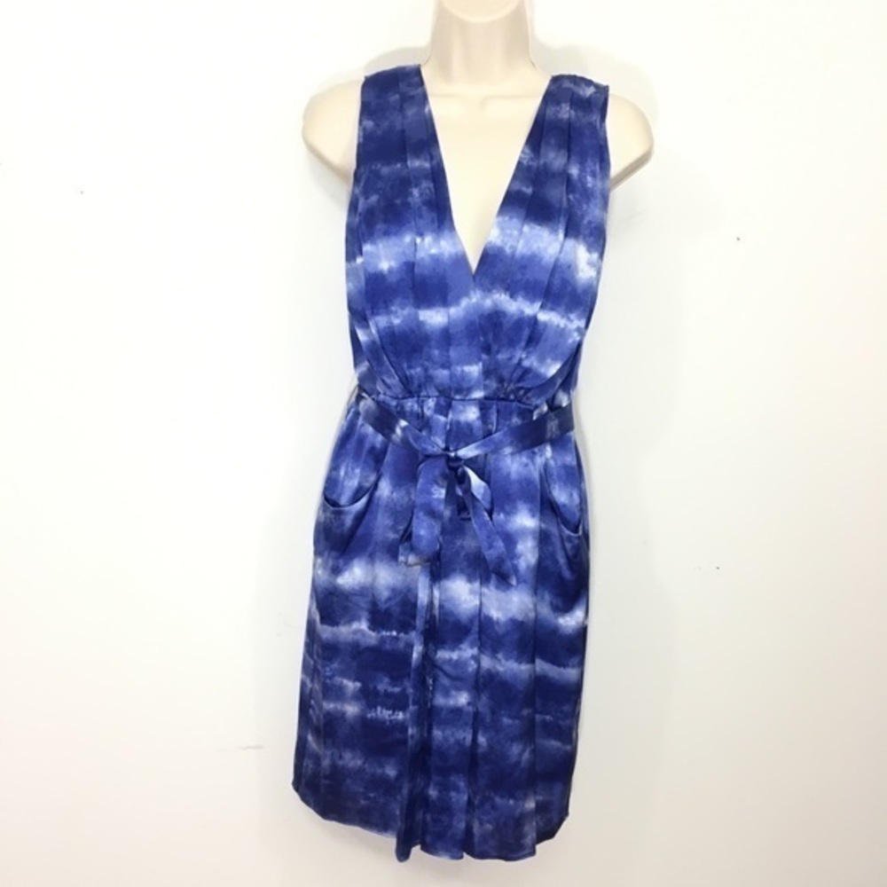 NWT Adam Lippes silk tie dye belted mini dress 8